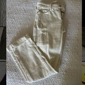 Straight leg white distressed jeans